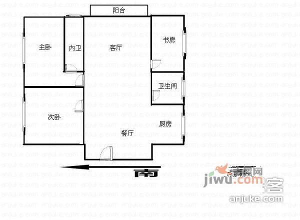 湖沁花园东区1室1厅1卫户型图