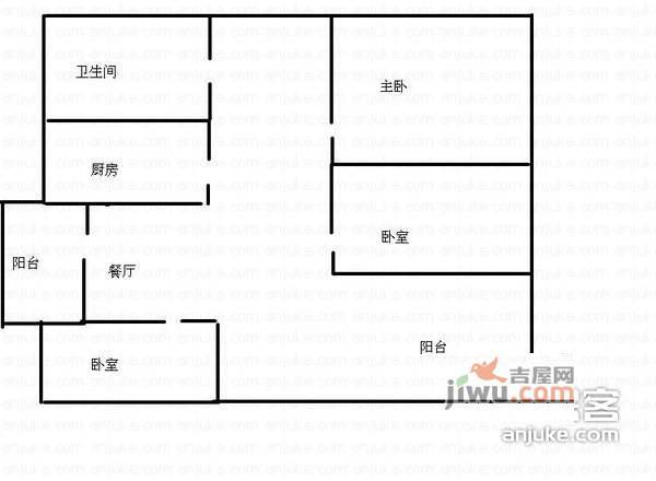 湖沁花园东区2室2厅1卫户型图