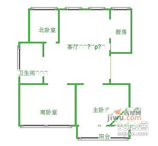 仲雅苑北区3室1厅1卫102㎡户型图