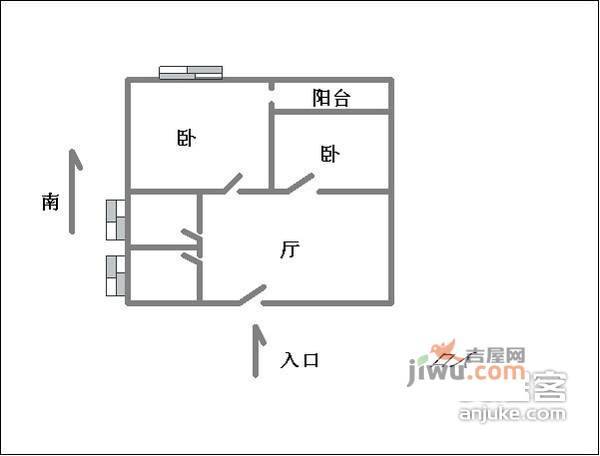 仲雅苑北区2室1厅1卫70㎡户型图