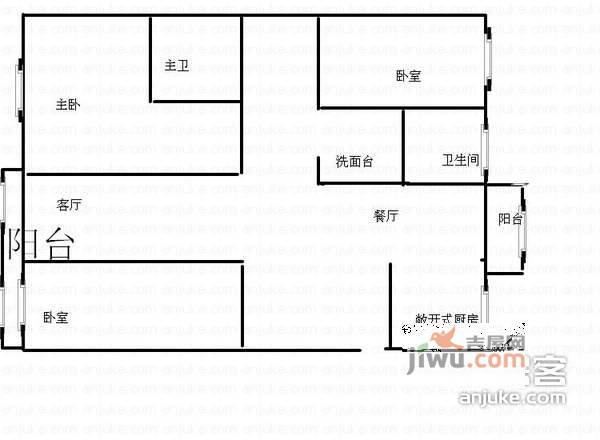 仲雅苑北区3室2厅2卫117㎡户型图