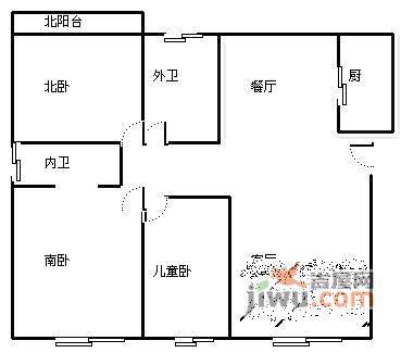 仲雅苑北区3室2厅1卫102㎡户型图