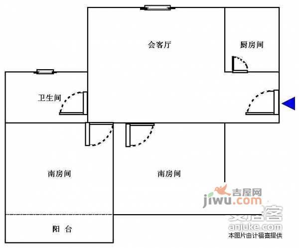 仲雅苑北区2室1厅1卫70㎡户型图