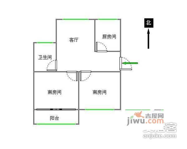 仲雅苑北区2室2厅1卫92㎡户型图