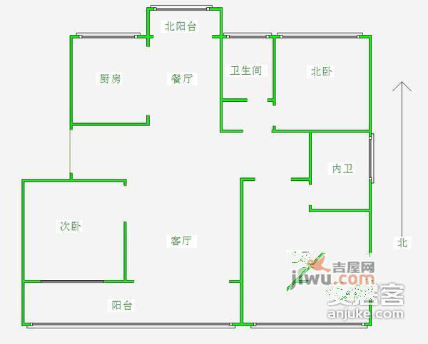 仲雅苑北区3室2厅2卫117㎡户型图