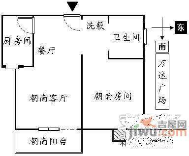 万达广场1室1厅1卫54㎡户型图