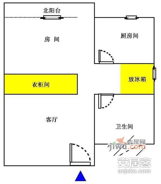 万达广场1室1厅1卫54㎡户型图