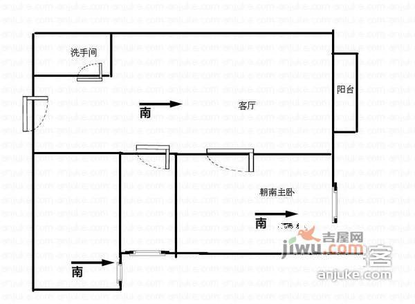 万达广场2室2厅1卫98㎡户型图