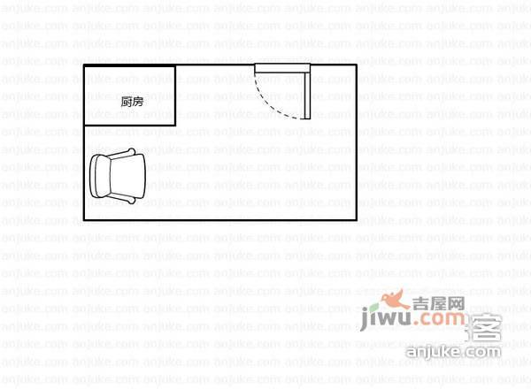 君地风华1室2厅1卫68㎡户型图