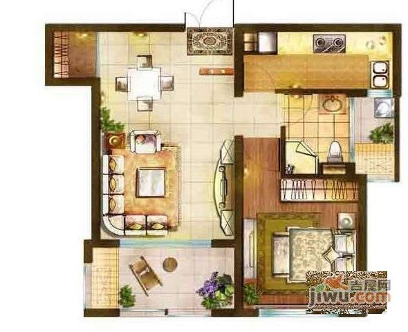 君地风华1室1厅1卫68㎡户型图