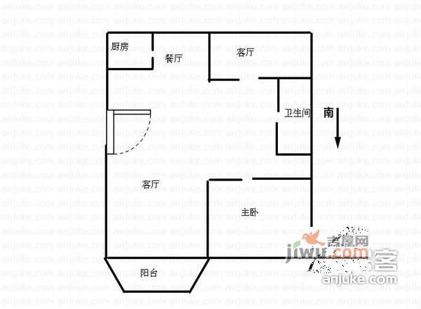 君地风华1室1厅1卫68㎡户型图