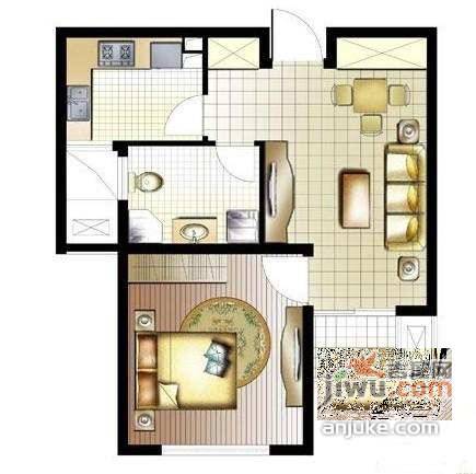 君地风华1室1厅1卫68㎡户型图