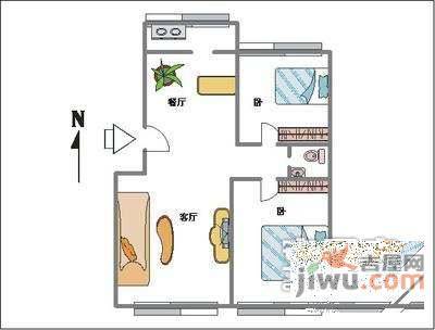 金色家园2室2厅1卫80㎡户型图