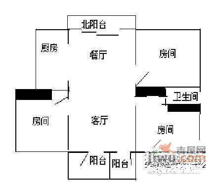 金龙花园3室2厅1卫111㎡户型图