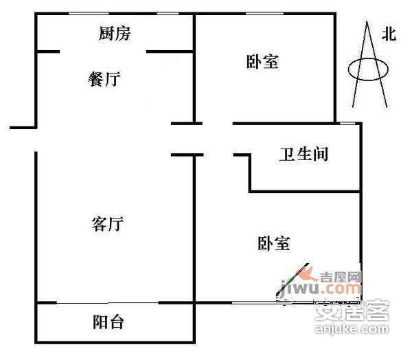 金龙花园2室2厅1卫110㎡户型图