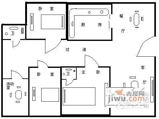 新创竹园5室2厅2卫户型图