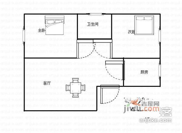 徳敏花园2室1厅1卫79㎡户型图