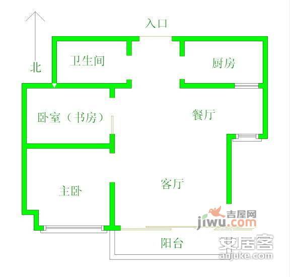 城邦花园2室2厅1卫户型图