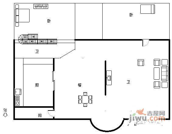 城邦花园2室2厅1卫户型图