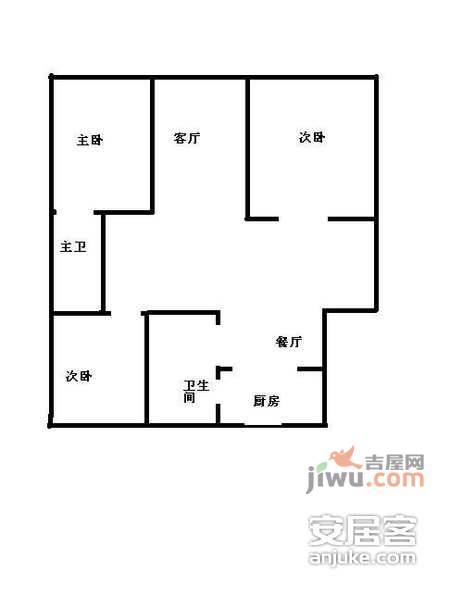 马浜花园3室2厅1卫123㎡户型图