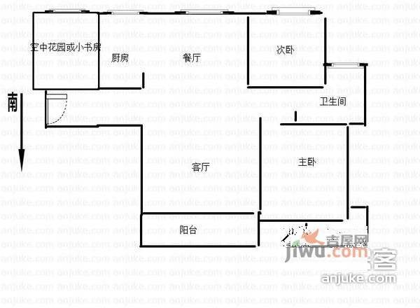 华辰嘉园北区3室2厅1卫109㎡户型图