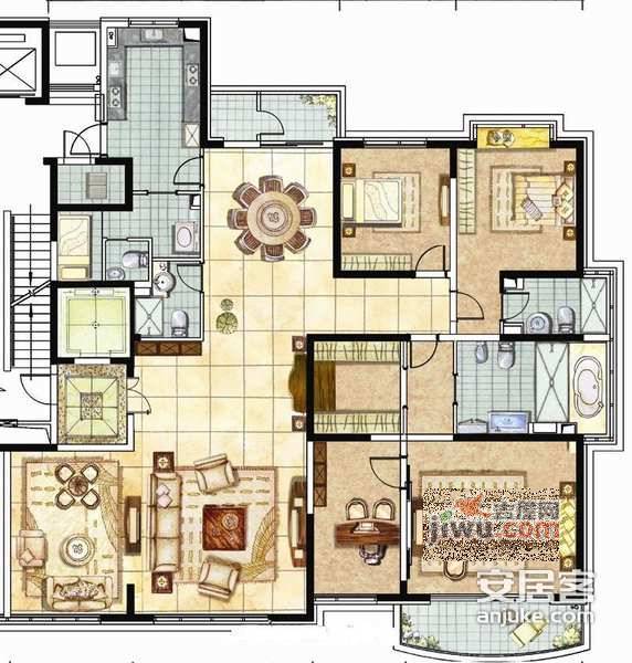 中茵皇冠国际4室2厅3卫440㎡户型图