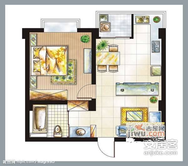 中茵皇冠国际2室2厅1卫192㎡户型图