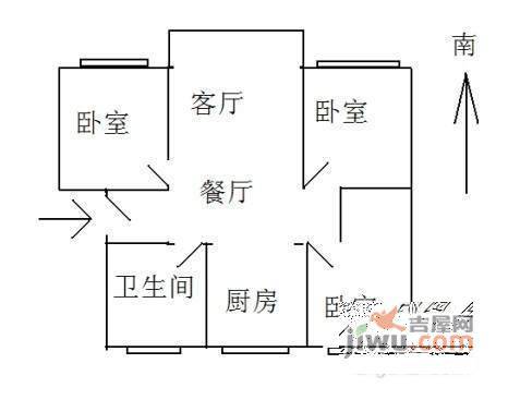 友联二村3室2厅1卫93㎡户型图