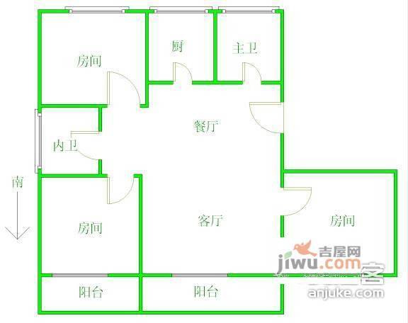 润达新村3室2厅2卫136㎡户型图