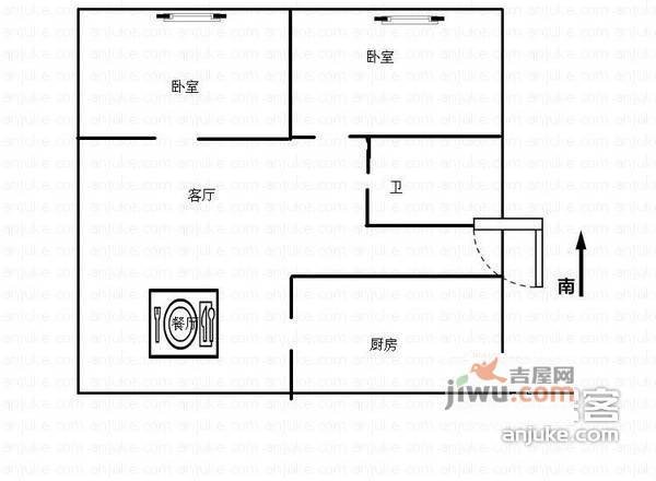 东港新村2室2厅1卫95㎡户型图