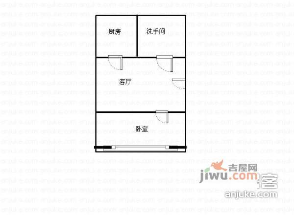 东港新村1室1厅1卫48㎡户型图