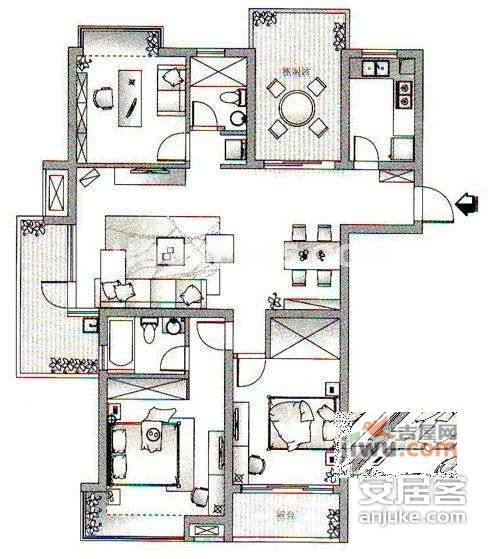 高尔夫花园3室2厅2卫146㎡户型图