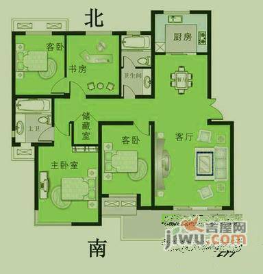 高尔夫花园4室2厅2卫216㎡户型图