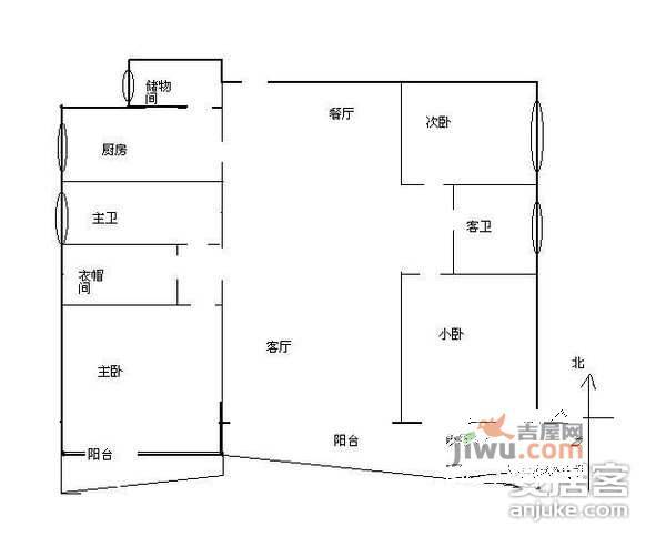 格林花园4室3厅2卫165㎡户型图