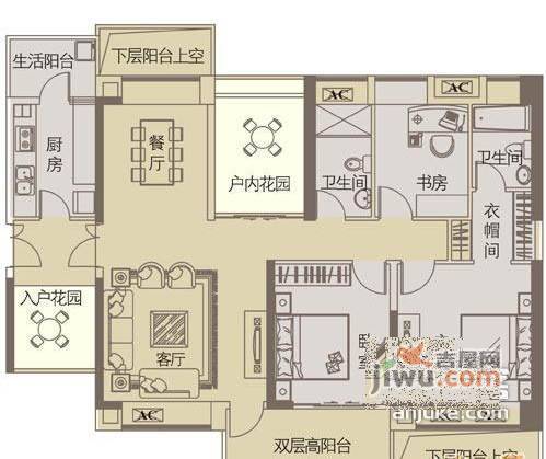 格林花园4室3厅3卫户型图