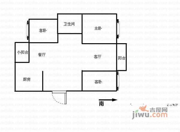 国际公馆3室2厅1卫118㎡户型图