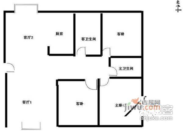 国际公馆3室2厅2卫户型图