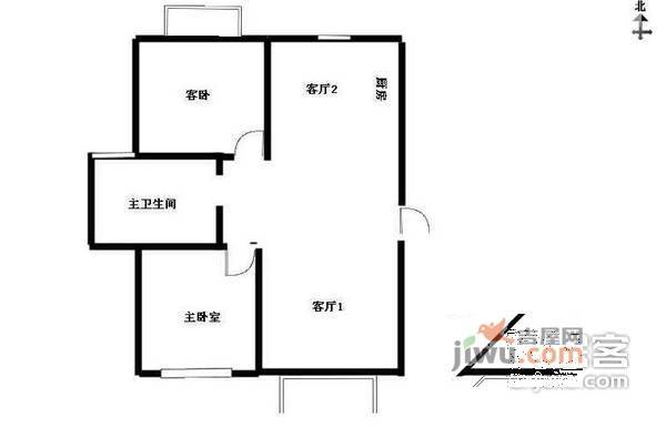 国际公馆2室1厅1卫130㎡户型图