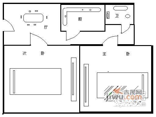 国际公馆2室1厅1卫130㎡户型图