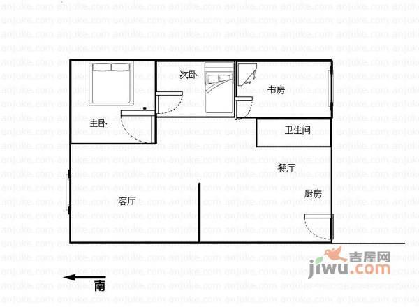 嘉怡苑2室2厅1卫100㎡户型图