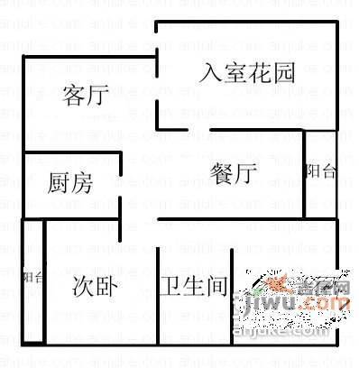 南山巴黎印象2室2厅1卫96㎡户型图