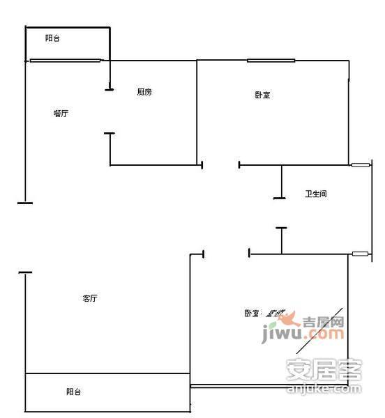 梅亭苑2室2厅1卫85㎡户型图