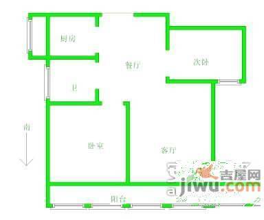 梅亭苑2室1厅1卫68㎡户型图