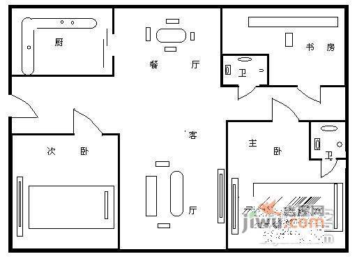 新港名城花园3室2厅2卫188㎡户型图