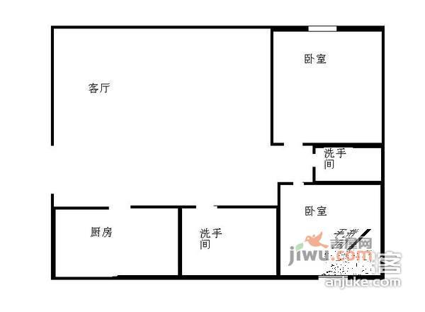 美之国花园2室1厅2卫户型图