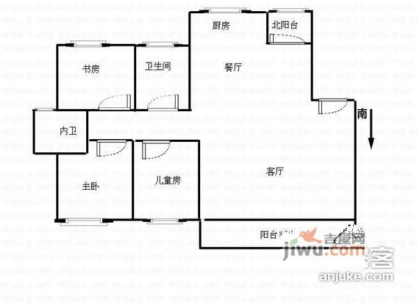 锦绣江南3室2厅2卫140㎡户型图