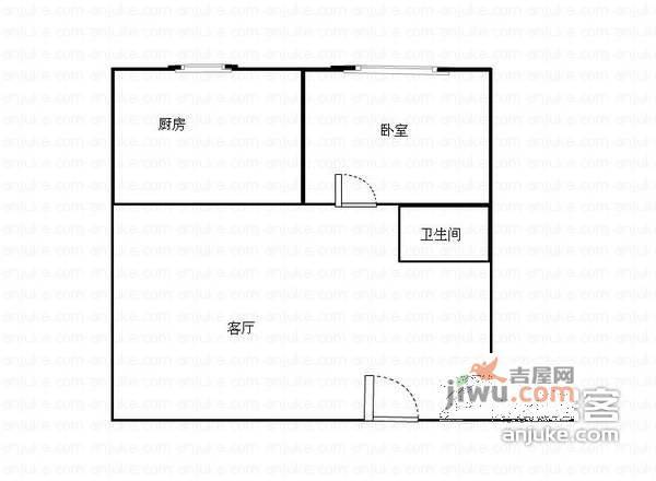 师惠花苑1室2厅1卫67㎡户型图