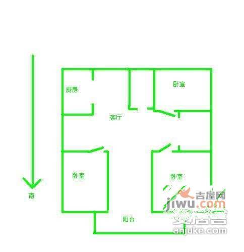 天平花园3室2厅2卫户型图