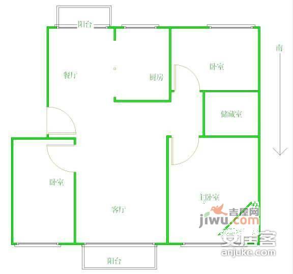 天平花园3室2厅2卫户型图