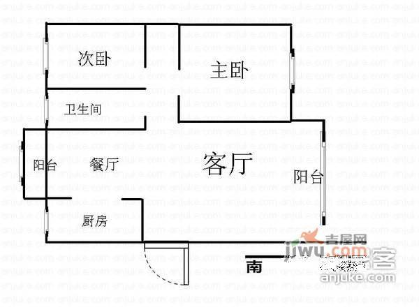 香城花园四期2室1厅1卫93㎡户型图